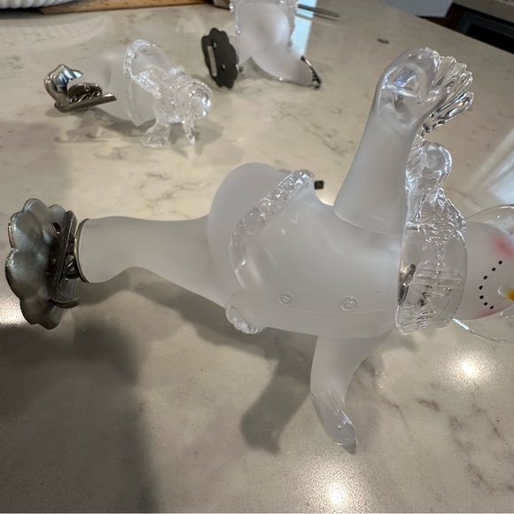 “Vintage Frosted Glass Skating Snowman Figurines – Set of 3, - Picture 9 of 16